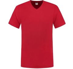 T-SHIRT V HALS FITTED RED