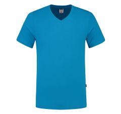 T-SHIRT V HALS FITTED TURQUOISE