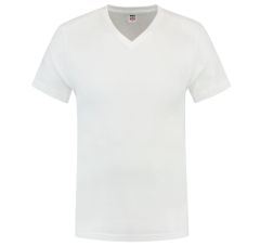 T-SHIRT V HALS FITTED WHITE