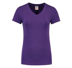 T-SHIRT V HALS FITTED DAMES PURPLE