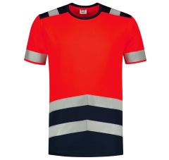 T-SHIRT HIGH VIS BICOLOR FLUOR RED-