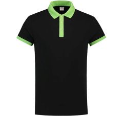 POLOSHIRT BICOLOR FITTED BLACK-LIME