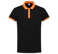 POLOSHIRT BICOLOR FITTED BLACK-ORAN