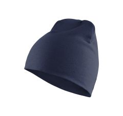 VLAMVERTRAGENDE BEANIE MARINEBLAUW